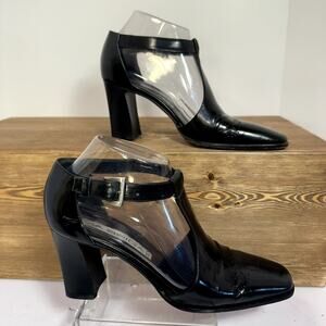 VTG VIA SPIGA Patent Leather Square Toe Pumps Womens 7.5N Mary Jane Luxury Italy